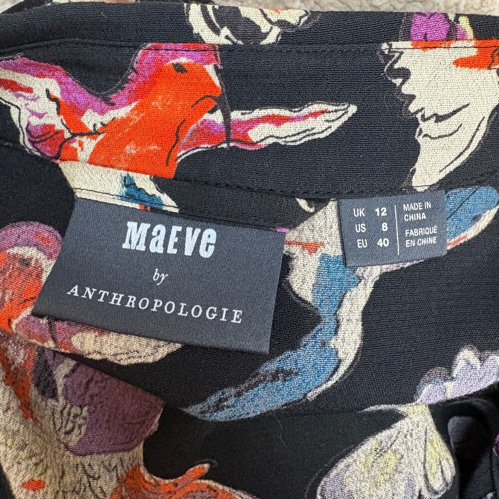 Anthropologie Maeve Martina Songbird Midi Shirt Dress Tie Belt Size 8 - Picture 7 of 9
